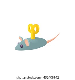 Clockwork mouse icon in cartoon style on a white background