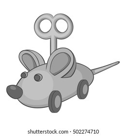Clockwork mouse icon. Gray monochrome illustration of clockwork mouse vector icon for web