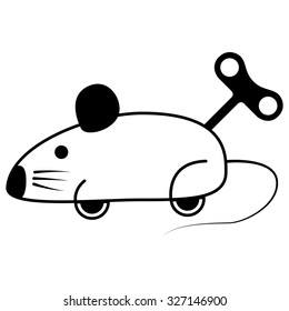 clockwork mouse on a white background