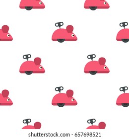 Clockwork mouse pattern seamless background in flat style repeat vector illustration