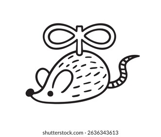 clockwork mouse toy mouse icon doodle hand drawn. Outline line drawing clipart symbol. Vector illustration