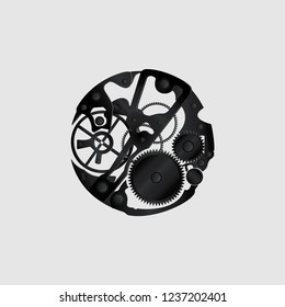 Clockwork on a gray background. Vector illustration.