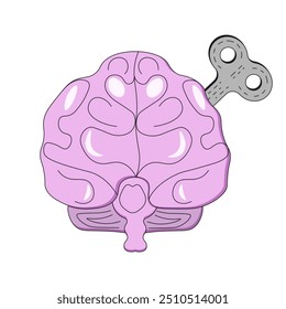 Clockwork toy. The brain is on a charge. Clockwork brain isolated transparent background. Vector illustration best for political design. EPS 10