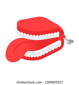 Clockwork toy teeth with tongue for joke april fool's day