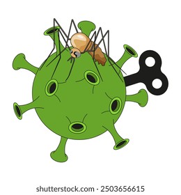 Clockwork toy virus isolated transparent. Chandipura disease concept. Indian epidemic.  Vector illustration for medical bulletin.  EPS 10