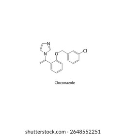 Estrutura esquelética de cloconazol. Ilustração esquemática do composto antifúngico. Diagrama simples, fórmula química.