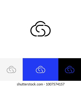 Clod icon vector with letter S. Minimalism logo, icon, symbol, sign. Flat logotype design with blue color for company or brand.