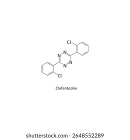 Estrutura do esqueleto de clofentezina. Ilustração esquemática do composto de acicida (pesticida). Diagrama simples, fórmula química.