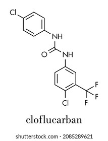 Cloflucarban disinfectant molecule. Skeletal formula.