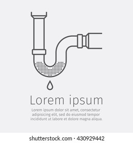 Clog In Pipe. Blocked Pipe. Mud In A Blocked Drain, Unclog, Water Leak, Leaky, Leaking, Drop. Thin Line Icon. Vector Illustration.