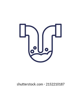 Icono de línea de tubería de conexión en blanco