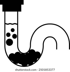 Clogged pipe in the bathroom icon. Stagnant water in the toilet sign. Plumbing service and household repair symbol. flat style.