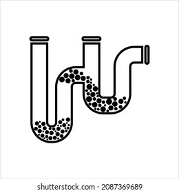 Clogged Pipe Icon, Blocked Drain Vector Art Illustration