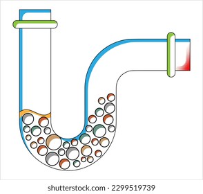 Clogged Pipe Icon, Blocked Drain Vector Art Illustration