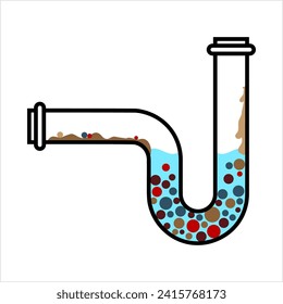 Icono de tubería obstruida, Ilustración de arte del vector de drenaje bloqueado