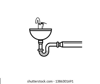 Clogged Pipe Icon Sign Vector Illustration - Vector 