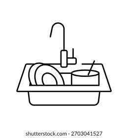 vetor de ícone de linha de pia entupida. sinal de pia entupido. símbolo de contorno isolado ilustração em preto