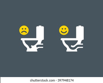 Clogged and unclogged toilet icons