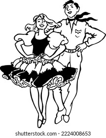 Cloggers Couple Dancing Vector Illustration