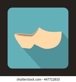 Clogs Icon In Flat Style With Long Shadow. Shoes Symbol