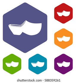 Clogs icons set rhombus in different colors isolated on white background