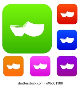 Clogs set icon in different colors isolated vector illustration. Premium collection