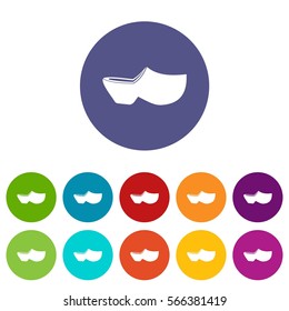 Clogs set icons in different colors isolated on white background