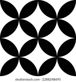 Cloisonne ware pattern, Japanese seamless geometric shapes grid composed with circles. Black and white color modern design stylish, decorative texture, graphic, web template layout, background.
