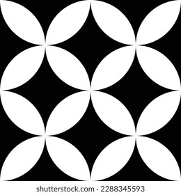 Cloisonne ware pattern, Japanese seamless geometric shapes grid composed with circles. Black and white color modern design stylish, decorative texture, graphic, web template layout, background.