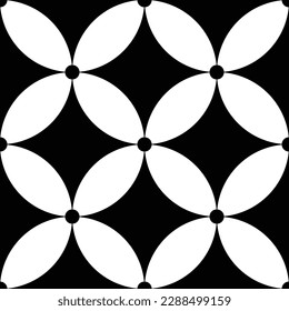 Cloisonne ware pattern, Japanese seamless geometric shapes grid composed with circles. Black and white color modern design stylish, decorative texture, graphic, web template layout, background.