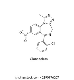 Clonazolam Molecule Flat Skeletal Structure Benzodiazepine Stock Vector ...