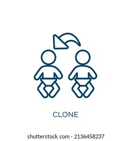 clone icon. Thin linear clone outline icon isolated on white background. Line vector clone sign, symbol for web and mobile