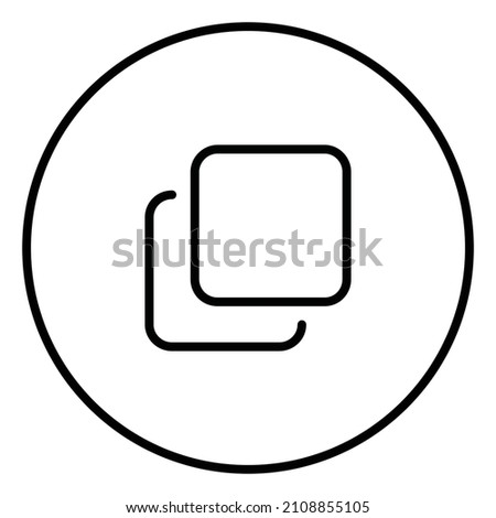 Clone line icon inside circle, copy and paste, black outline, line icons.	