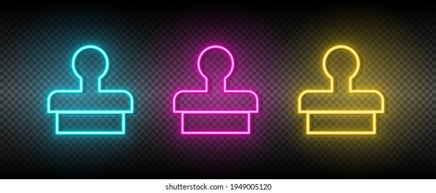 clone, press, stamp vector icon yellow, pink, blue neon set. Tools vector icon