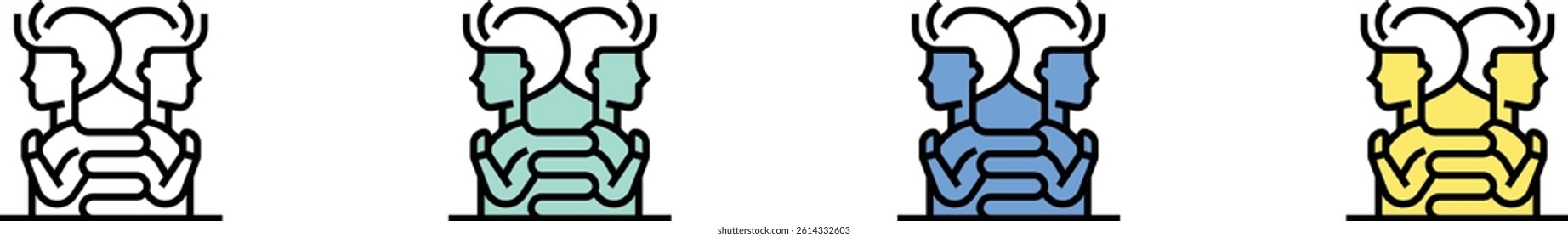 clones icon. Outline, Green, Blue and Yellow Style Design Isolated On White Background