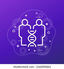 clones line icon with dna, vector