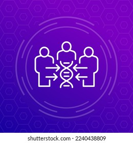 cloning or clones line vector icon with dna and people