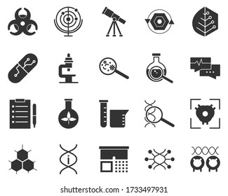 Klonen, DNA, Schafe. Einstellung der Glyphe Bioengineering. Biotechnologie für Gesundheit, Forschung, Materialerstellung. Molekularbiologie, biomedizinische und molekulare Technik