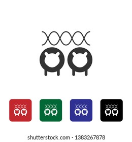 Cloning, dna, sheep vector icon. Simple element illustration from biotechnology concept. Cloning, dna, sheep vector icon. Bioengineering vector Illustration.