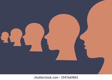 Cloning, genetic engineering concept illustration. Infinity illustration amount of the same person. For prints, thumbnails. Vector. 