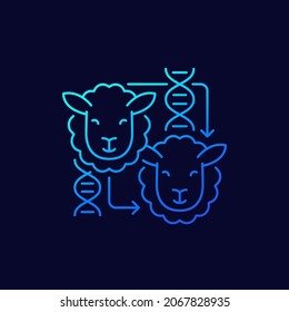 cloning line icon with a sheep, vector