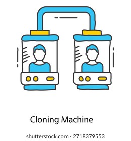 Icono de la máquina de clonación que muestra la Tecnología avanzada de duplicación de ADN para la investigación genética futura