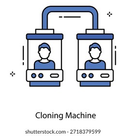 Icono del Vector de la máquina de clonación para la replicación genética y el equipo de laboratorio de la biotecnología