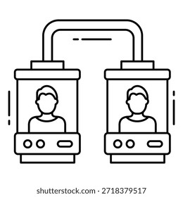 Ilustración vectorial de máquina de clonación que representa la síntesis de ADN futurista y el dispositivo de investigación de biotecnología