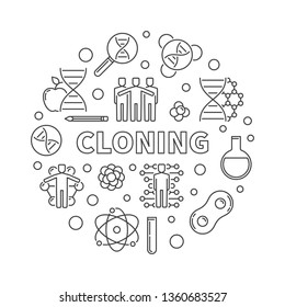 Cloning vector minimal concept round illustration in thin line style