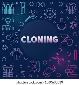 Ilustración de concepto lineal colorido moderno de Vector de clonación sobre fondo oscuro