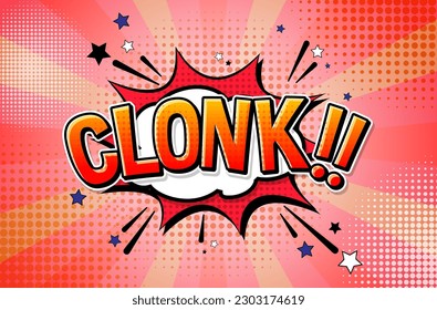Burbuja del discurso del cómic retro de clonk y efecto en la ilustración del estilo del arte pop