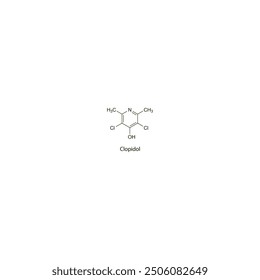 Clopidol flat skeletal molecular structure Antiprotozoal drug used in coccidiosis treatment. Vector illustration scientific diagram.