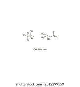 Cloral Betaine flat skeletal molecular structure Anxiolytic drug used in insomnia treatment. Vector illustration scientific diagram.