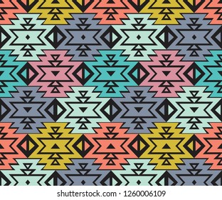 clorful seamless tribal pattern,geometric forms ,vector illustration .
